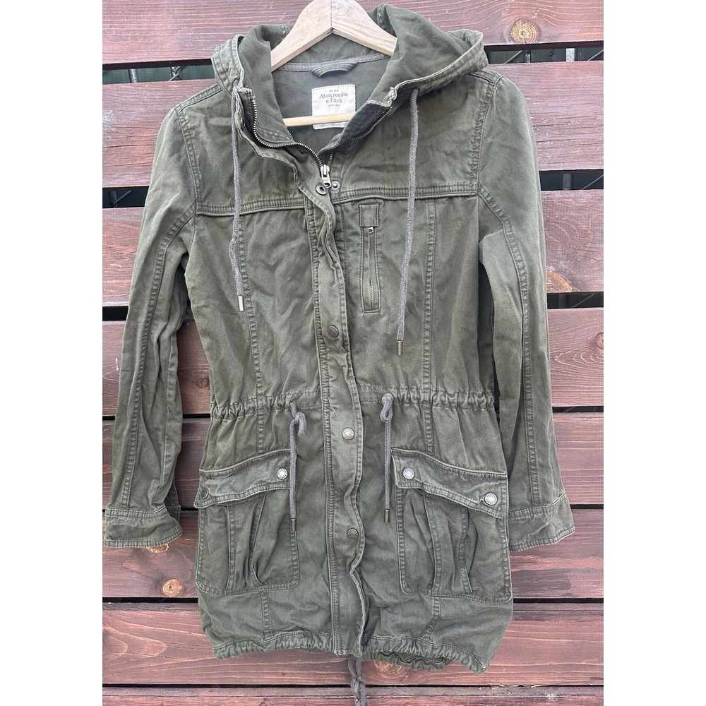 Abercrombie & Fitch Jacket Womens  Green Military Hooded Utility Gorpcore *Small
